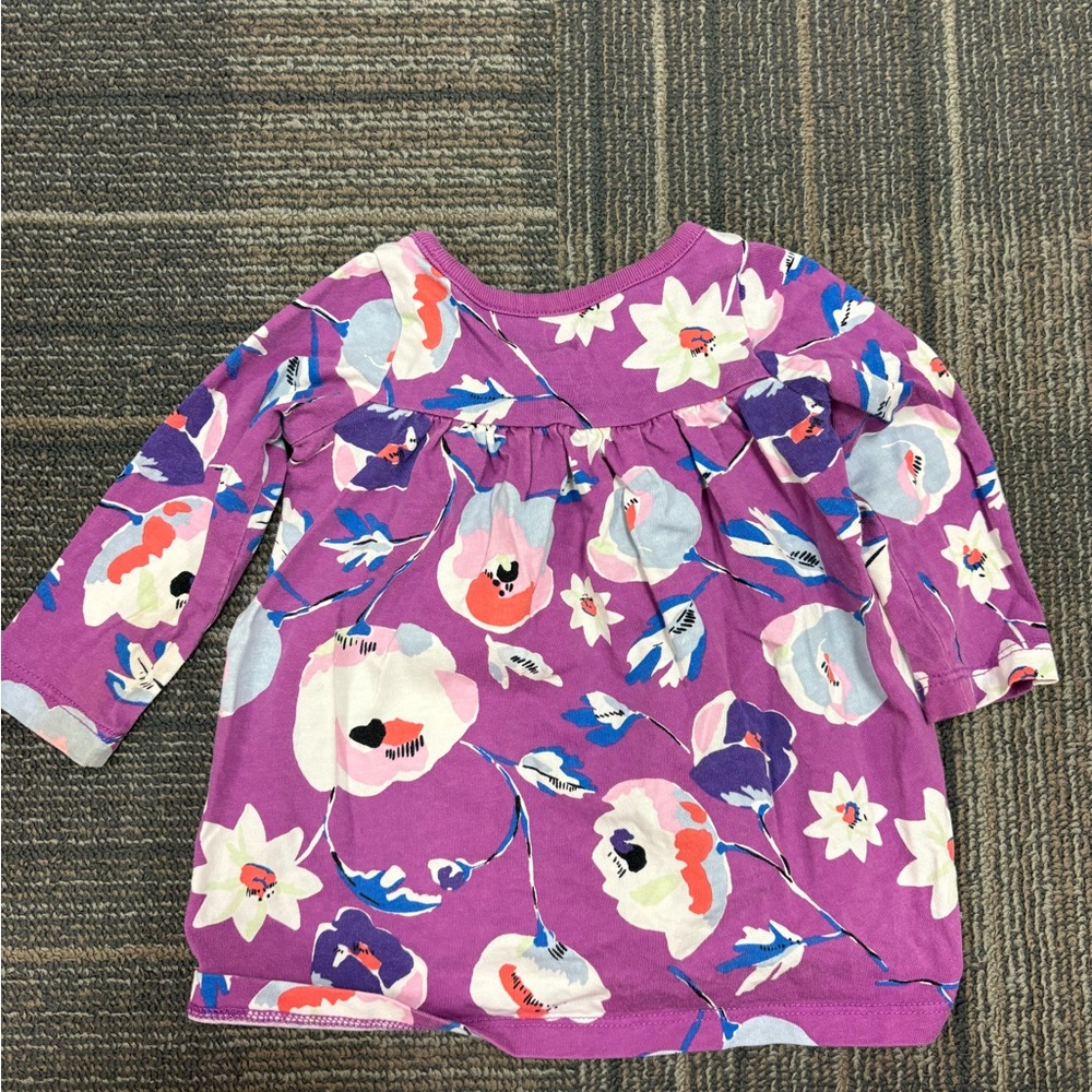 Tea Collection Purple Floral Long Sleeve Dresss